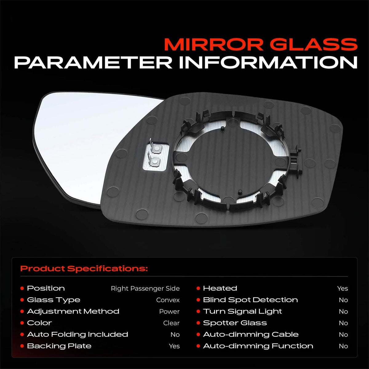 Heated Power Mirror Glass for Nissan Altima/Sentra (2013–2018) 963653TH3A, NI1325107