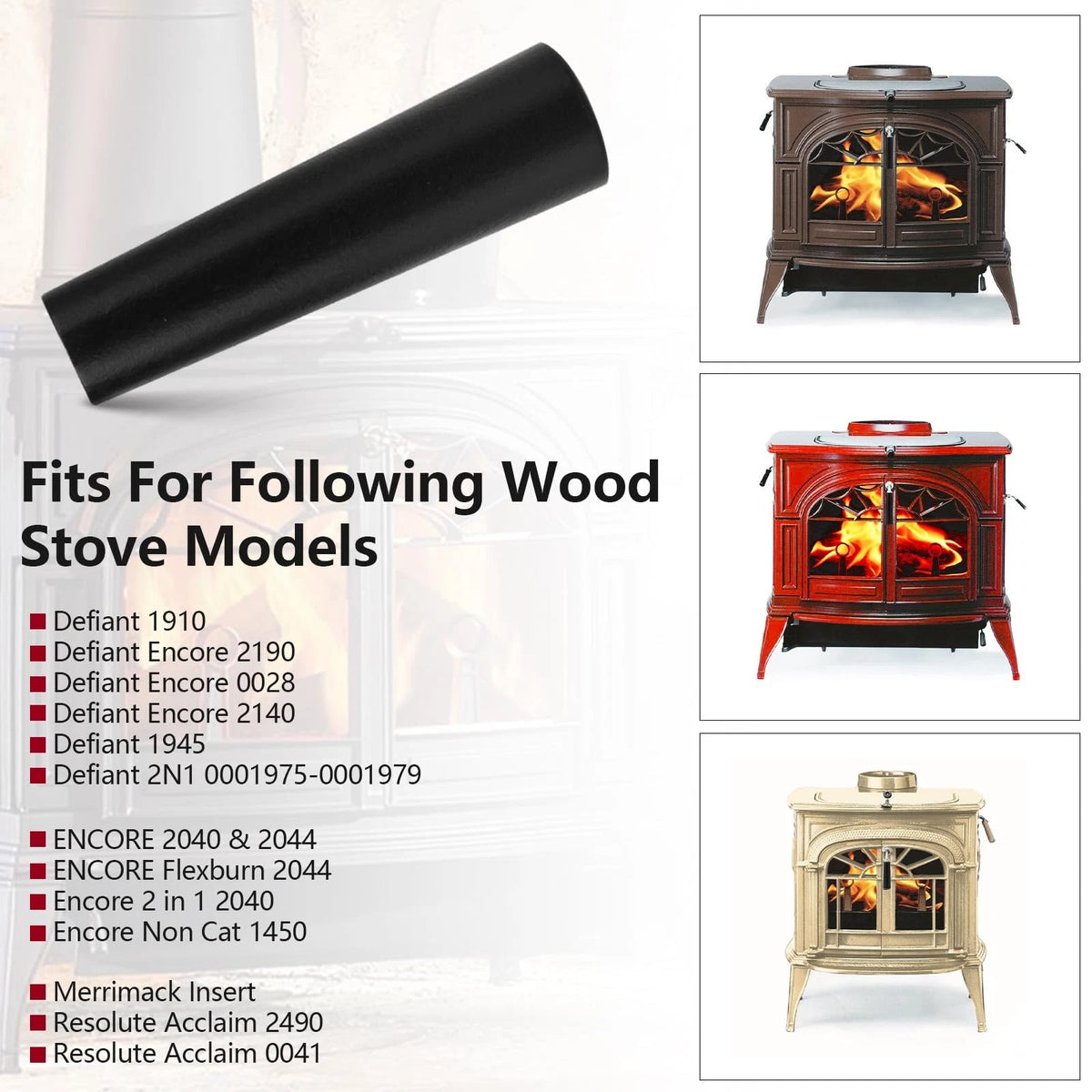 Black Wooden Handle Assembly 1600664 for Vermont Castings Stove