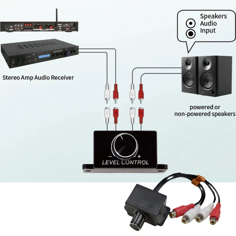 2Pcs Universal Car Audio Amplifier RCA Level Controller Volume Knob