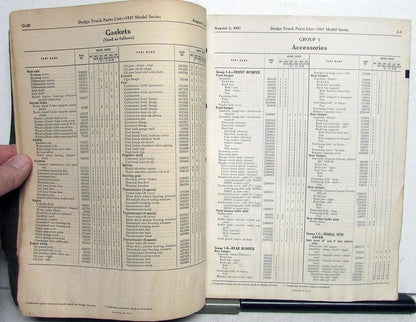 Parts List Book for 1937 Dodge Trucks M Series Pickup HD