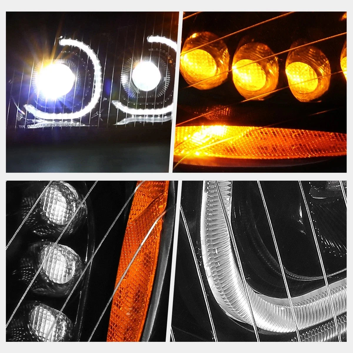 Pair of LED DRL Dual Projector Headlights for Freightliner Columbia (2004–2017)