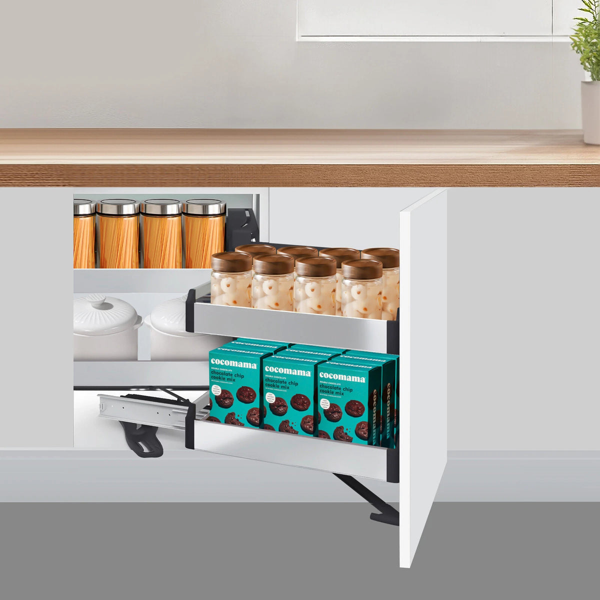 Blind Corner Cabinet Pull Out Organizer for Kitchen (39") - Soft Close, 2 Shelves