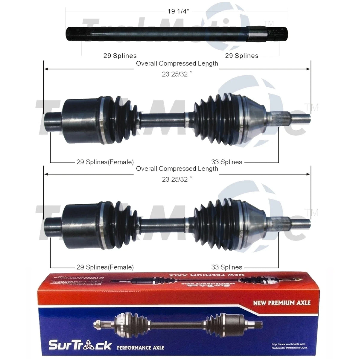 Set of 2 Front CV Axle & Intermediate Shafts for Dodge Ram 1500 (2002–2008)