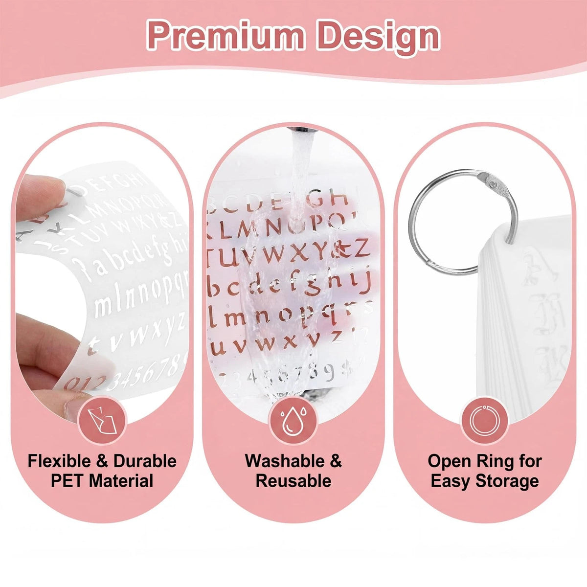 14 PCS Small Letter Stencils for Crafting (1/2 Inch, 7x4 Inches)