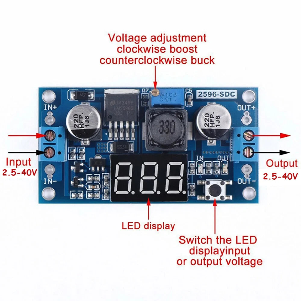 5X DC-DC Step Down Power Supply Module LM2596 2.5-40V IN/OUT