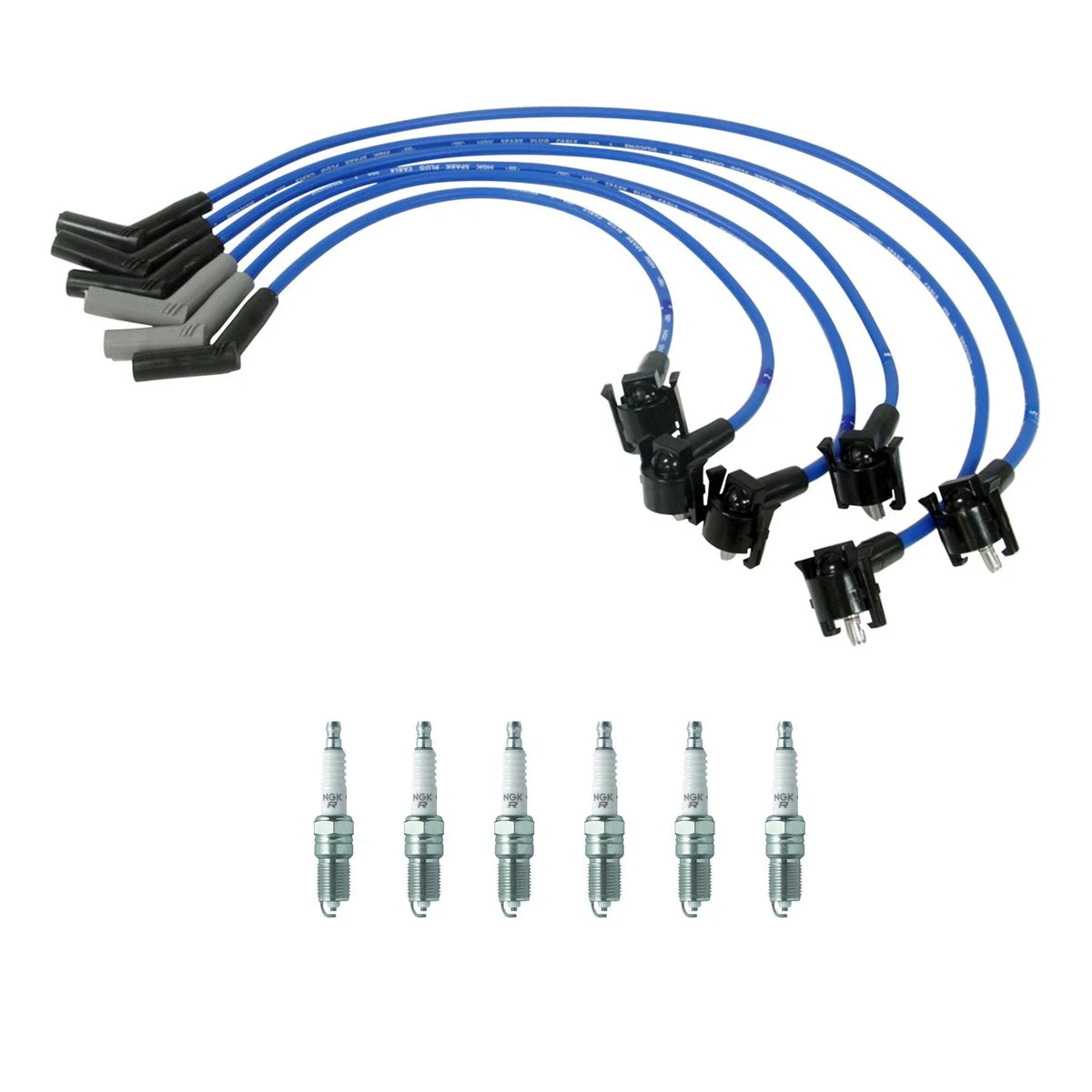 NGK Wire Set & 6 V-Power Spark Plugs for Ford Ranger Mazda B3000 (1998–2009)