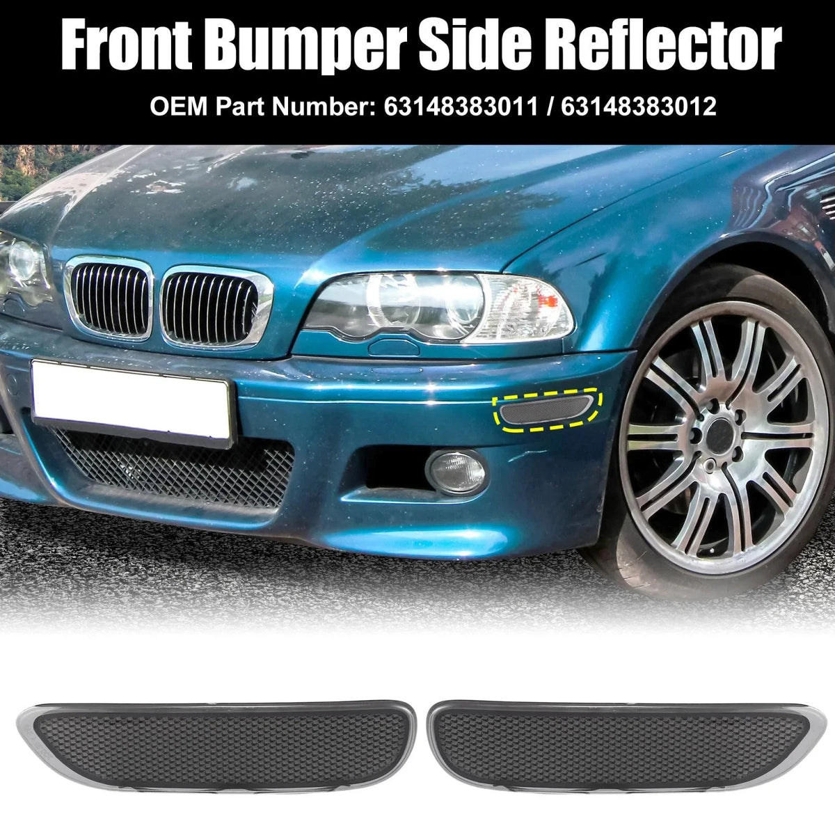 Pair of Front Bumper Reflectors for BMW E46 325Ci (1998–2006) 63148383011 63148383012