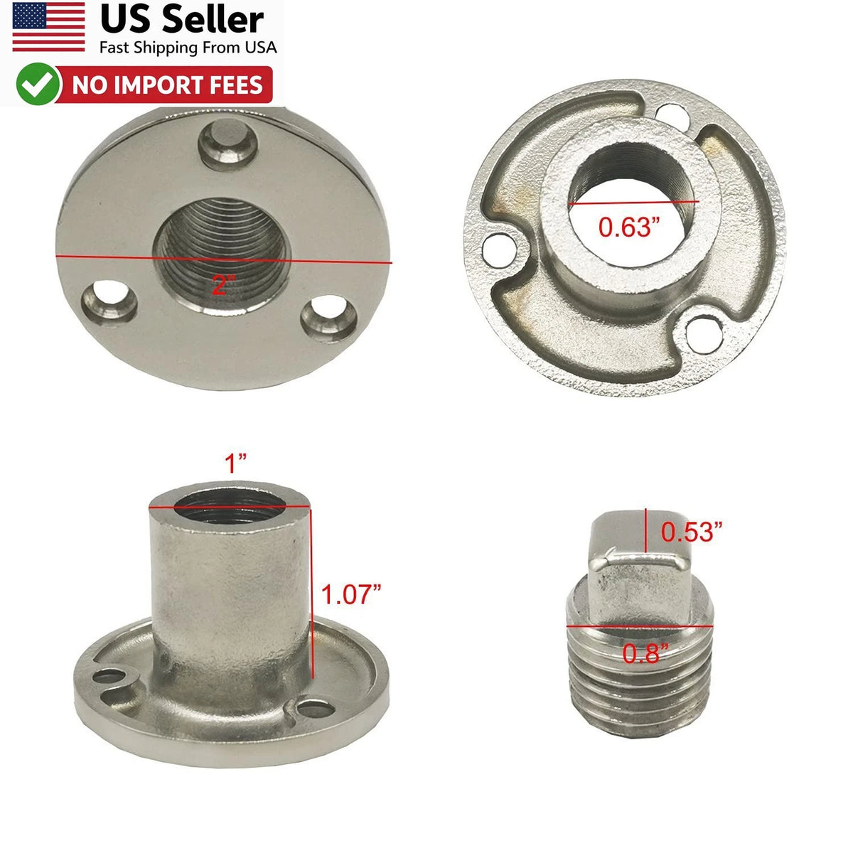 1 Inch Garboard Boat Drain Plug Kit Marine 316 Stainless Steel