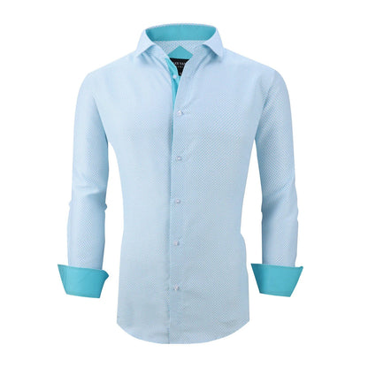 Set of 2 Alex Vando Long Sleeve Dress Shirts for Men - Turquoise