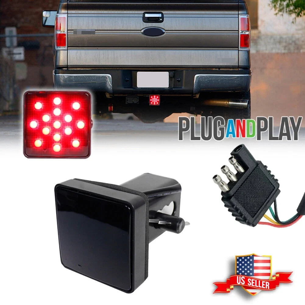 15-LED Smoked Lens Brake Light Trailer Hitch Cover for Towing (Fits 2")