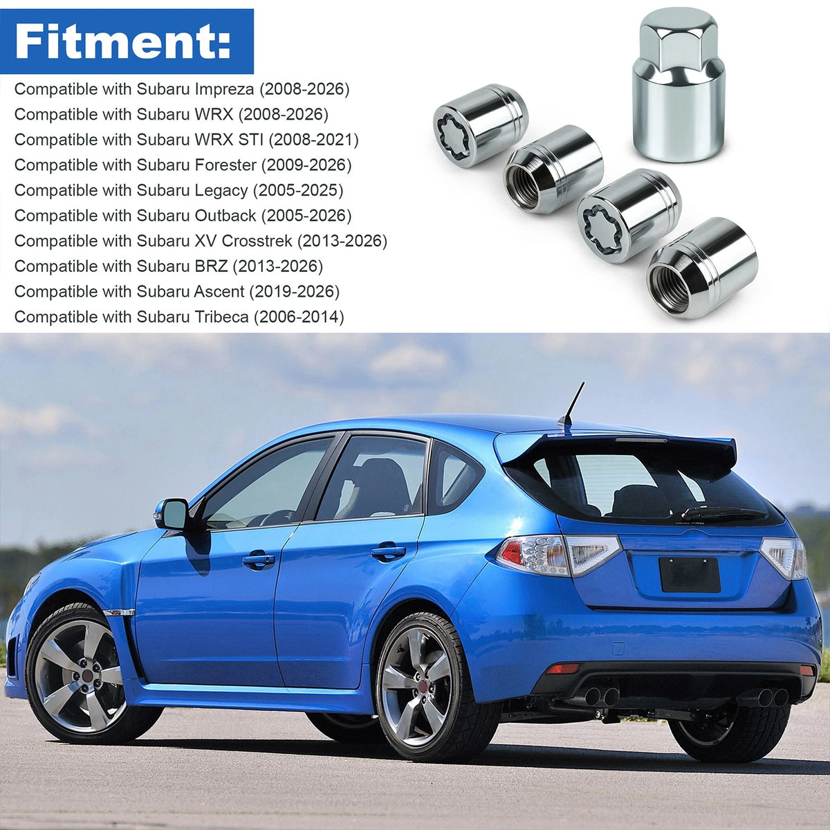 Alloy Wheel Lock Lugs Kit for Subaru WRX STI Forester Legacy Outback