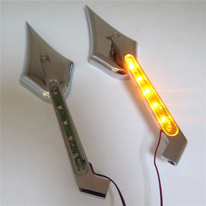 LED Turn Signal Spike Diamond Mirror for Yamaha Cruiser Royal Star (All Years)