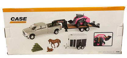1/32 Case SV340B Skid Steer & RAM Pickup Flatbed Trailer with Accessories