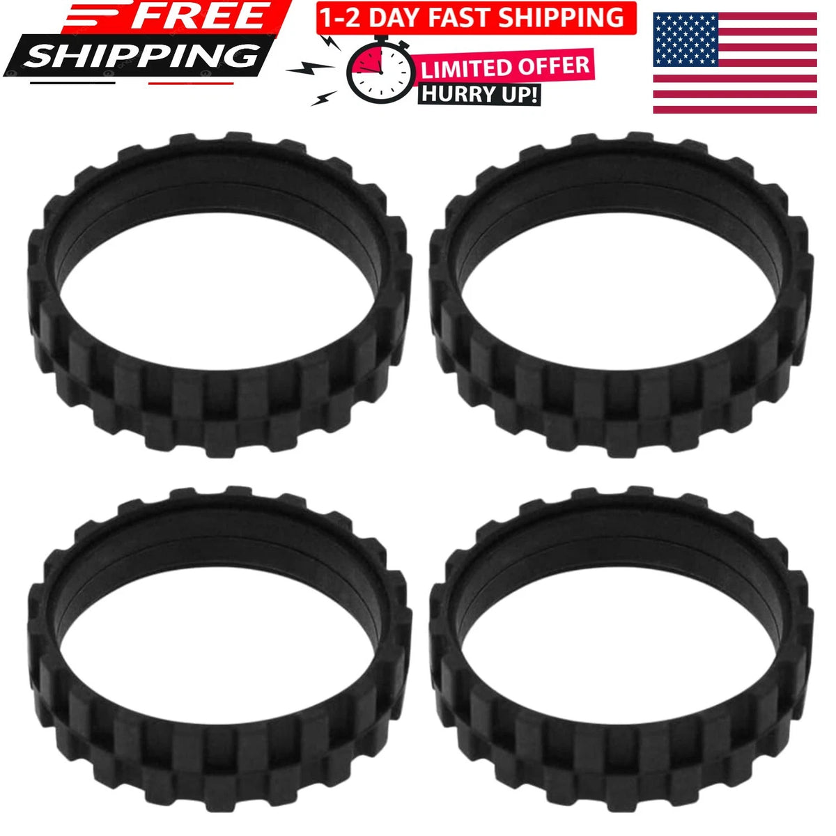 Set of 4 Replacement Rubber Tires for iRobot Roomba 500/600/700/800/900 Series