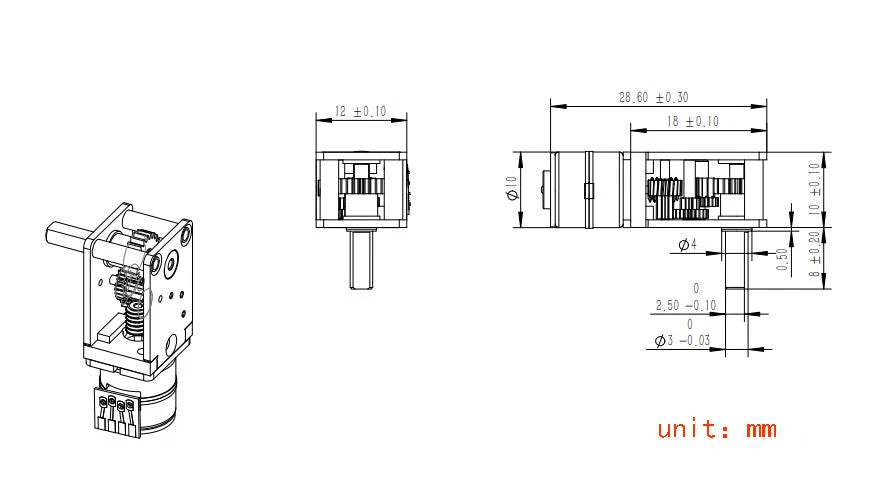 2X Micro Mini 10mm Metal Gearbox Worm Gear Stepper Motor for