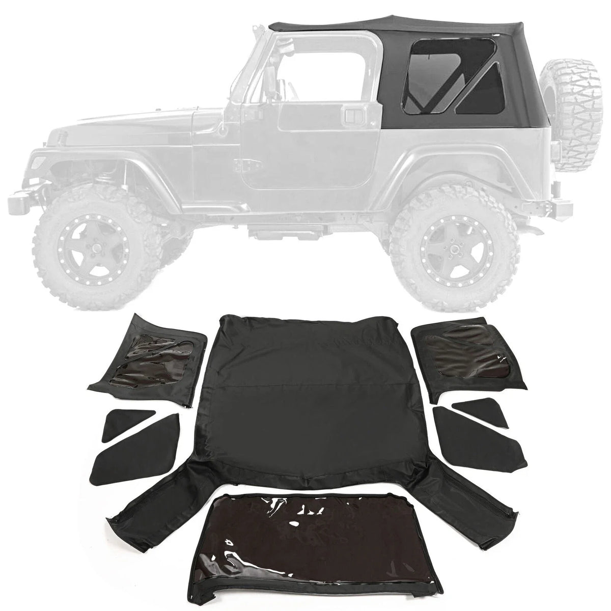 Black Soft Top with Tinted Windows for Jeep Wrangler TJ (1997–2006)