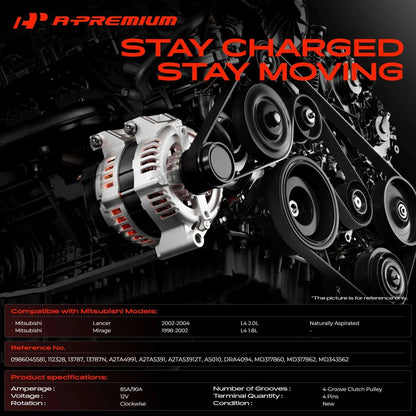 Alternator for Mitsubishi Lancer, Mirage (1998–2004) 112328, A2TA4991, 0986045581