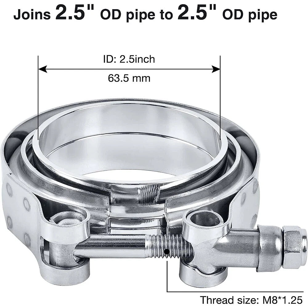 2.5" Stainless Steel V-Band Turbo Pipe Exhaust Clamp for Universal (All Years)