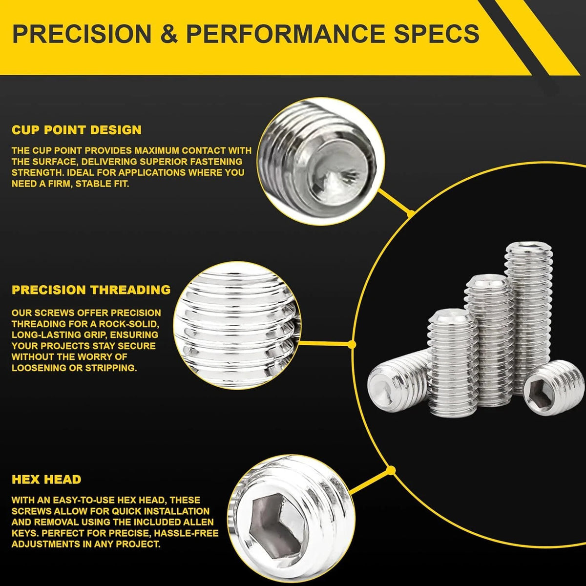 Set of 4 Screws Assortment Kit (M3, M4, M5, M6, M8) with Allen Keys