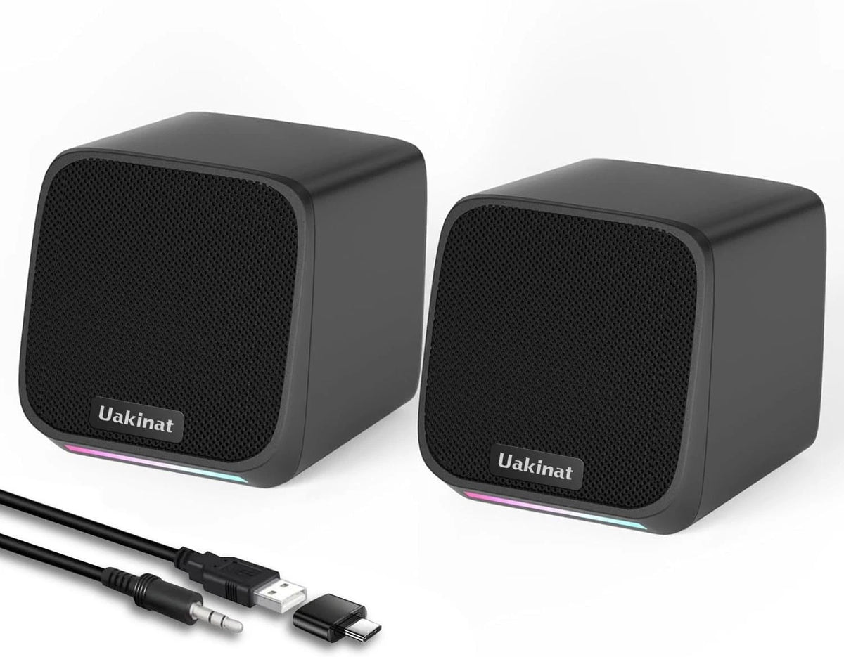 USB Powered Desktop Speakers for PC Laptop Tablet Phone (Compact)