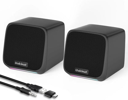 USB Powered Desktop Speakers for PC Laptop Tablet Phone (Compact)
