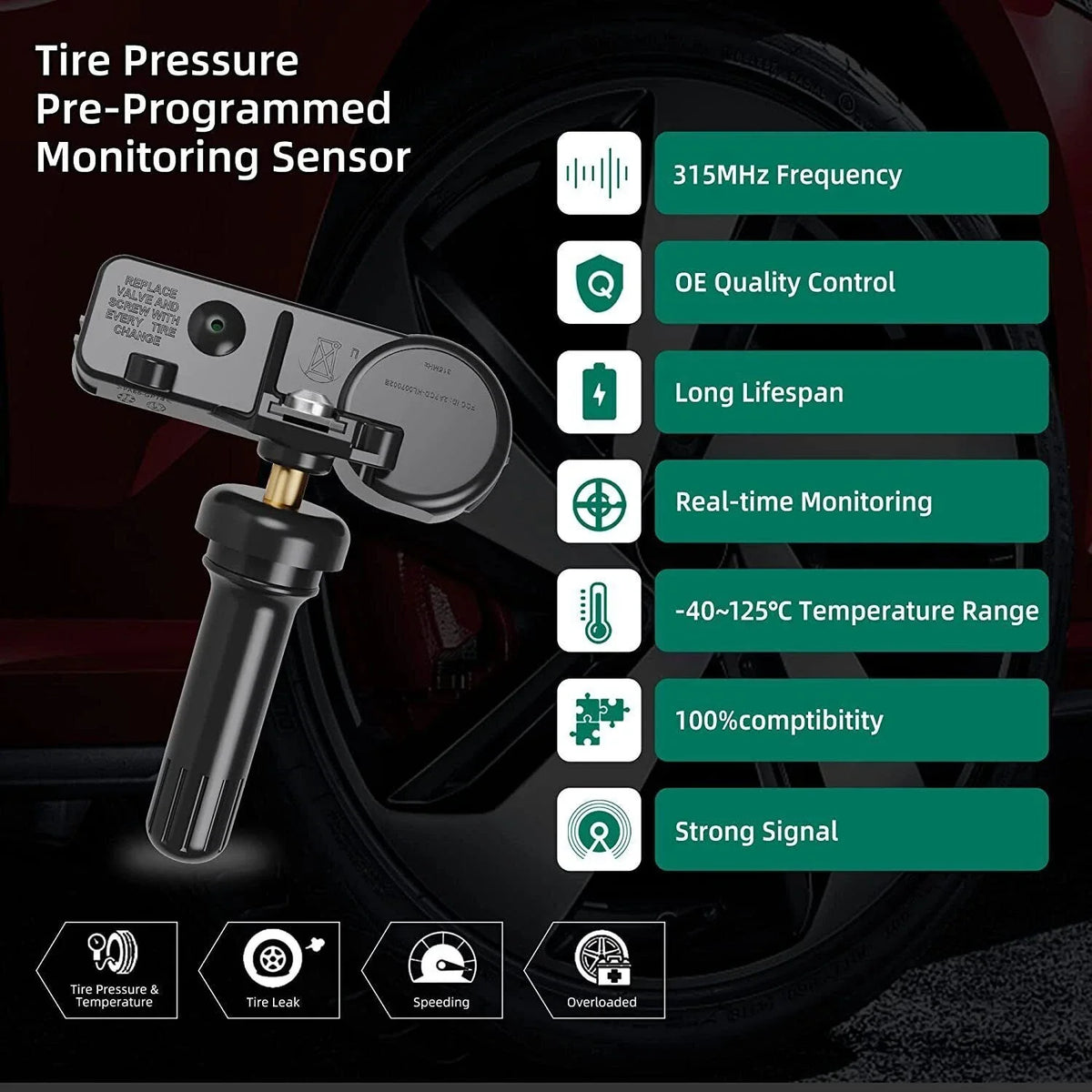 Set of 4 TPMS Tire Pressure Sensors for Lincoln MKT (2014–2020)