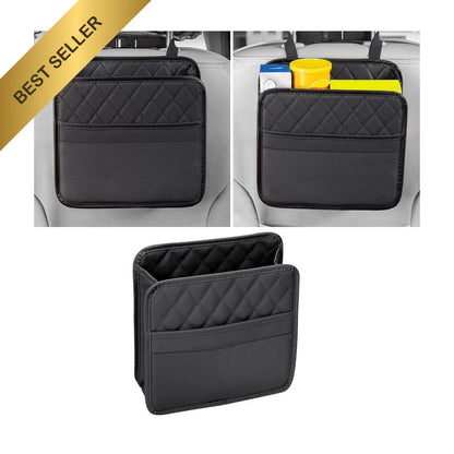 Car Seat Back Organizer for Universal Vehicles (2010–2023) - PU Leather, Black