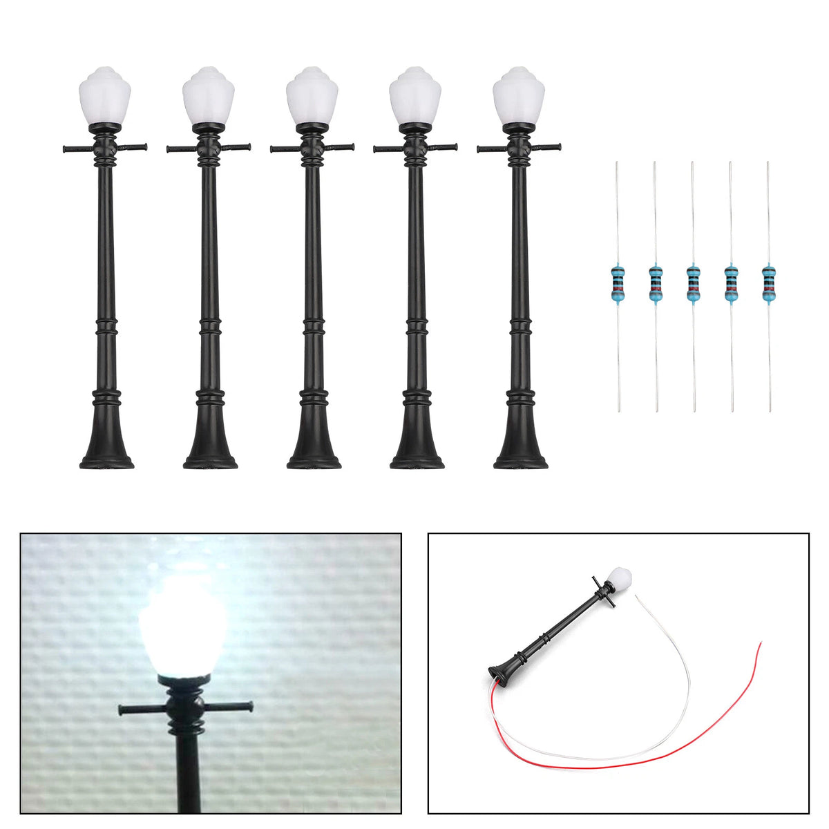 Set of 5 O Scale LED Street Lights for Model Railway T014-001