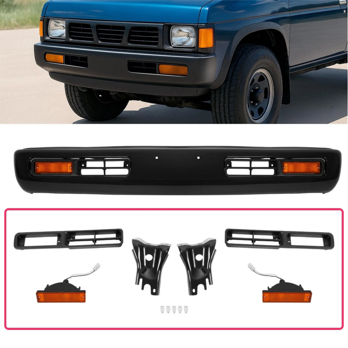 Front Bumper Kit with Turn Signal Light for Nissan Pickup (1996–1997) - CON-A000267, NI1002130, F2012-3B800