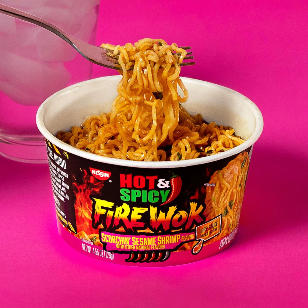 Nissin Hot & Spicy Fire Wok Scorchin' Sesame Shrimp (Pack of 6)