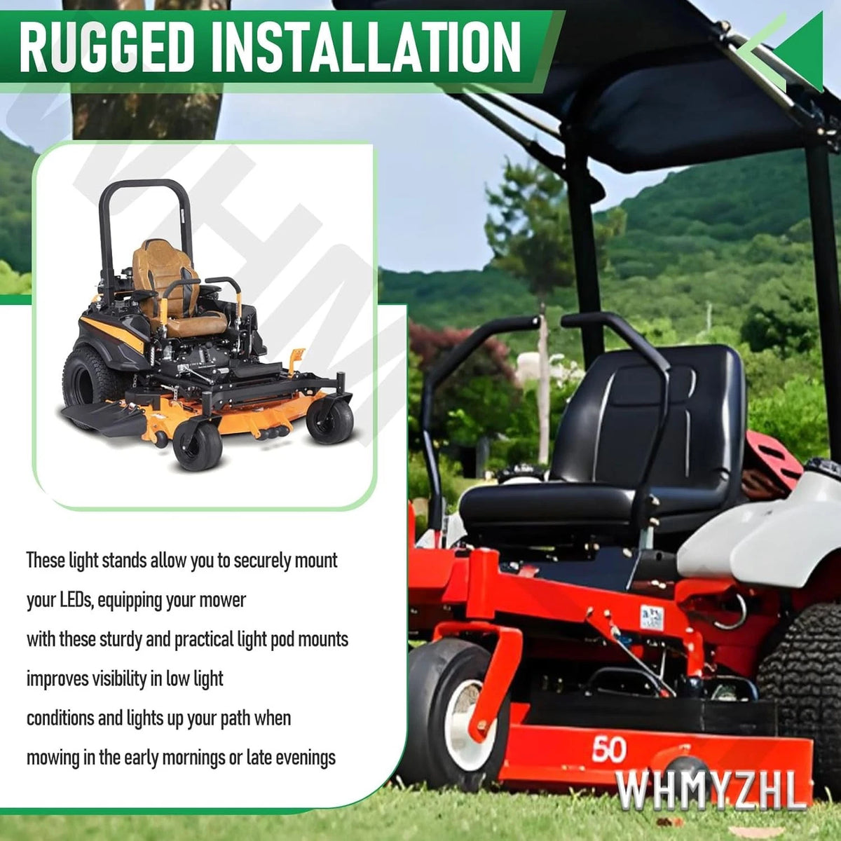 Set of 2 Light Pod Mounts for Bad Boy ZT Elite Mower