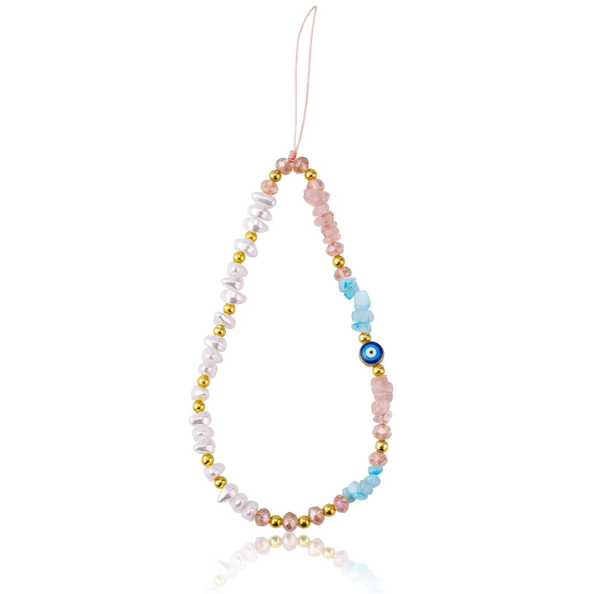 Mikovivi Evil Eye Phone Charm Beaded Wrist Strap for Universal Use