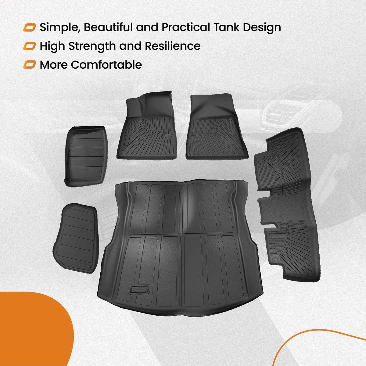 Set of 4 Anti-Slip TPE Carpet Floor Mats for Tesla Model 3 (2024–2025)