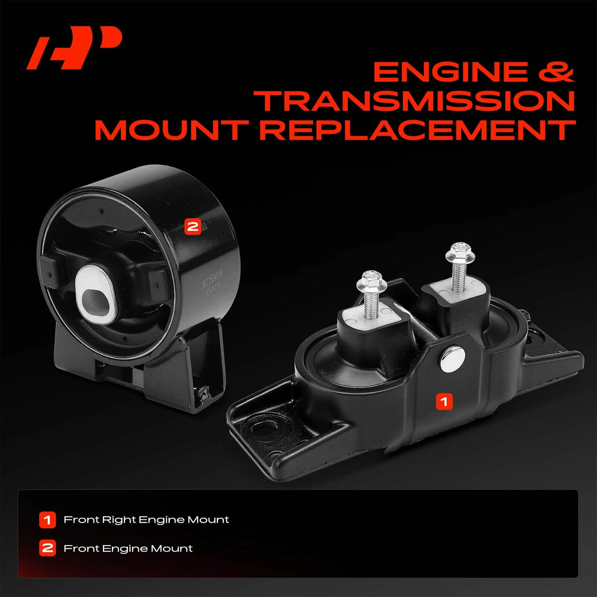 2X Front Engine Mount for Dodge Journey (2009–2010) 5171070AD, 5171073AC, 5171077AC