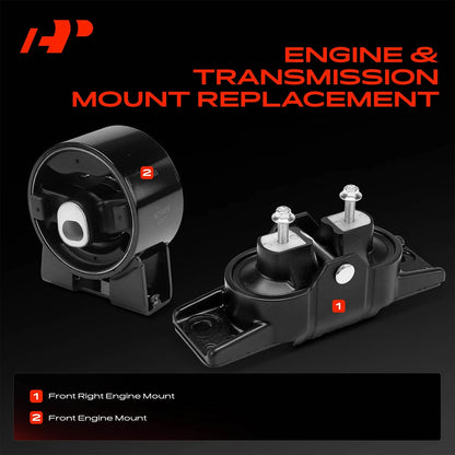 2X Front Engine Mount for Dodge Journey (2009–2010) 5171070AD, 5171073AC, 5171077AC