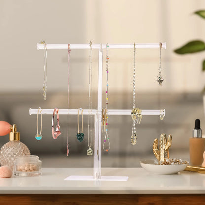 Jewelry Stand Necklace Holder, Acrylic Clear (10.2 x 10.1 x 3.7 inches)