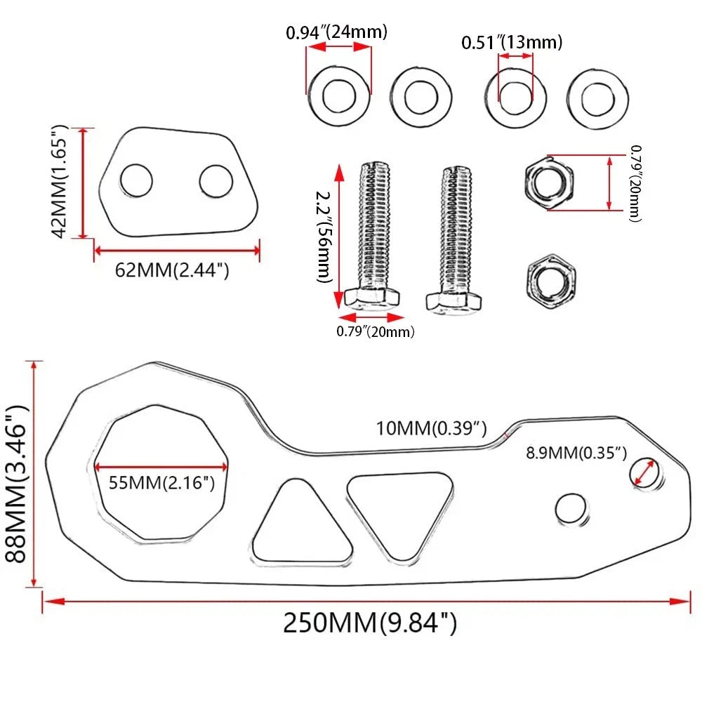 Universal JDM Aluminum Racing Rear Tow Hook Trailer Ring for Honda Civic (2001–2023)
