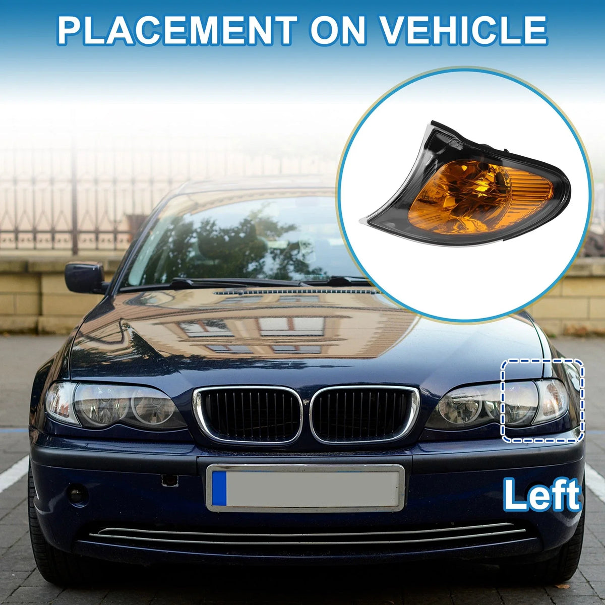 Left Corner Signal Light Cover for BMW 3 Series (2002–2005) No. 63137165859