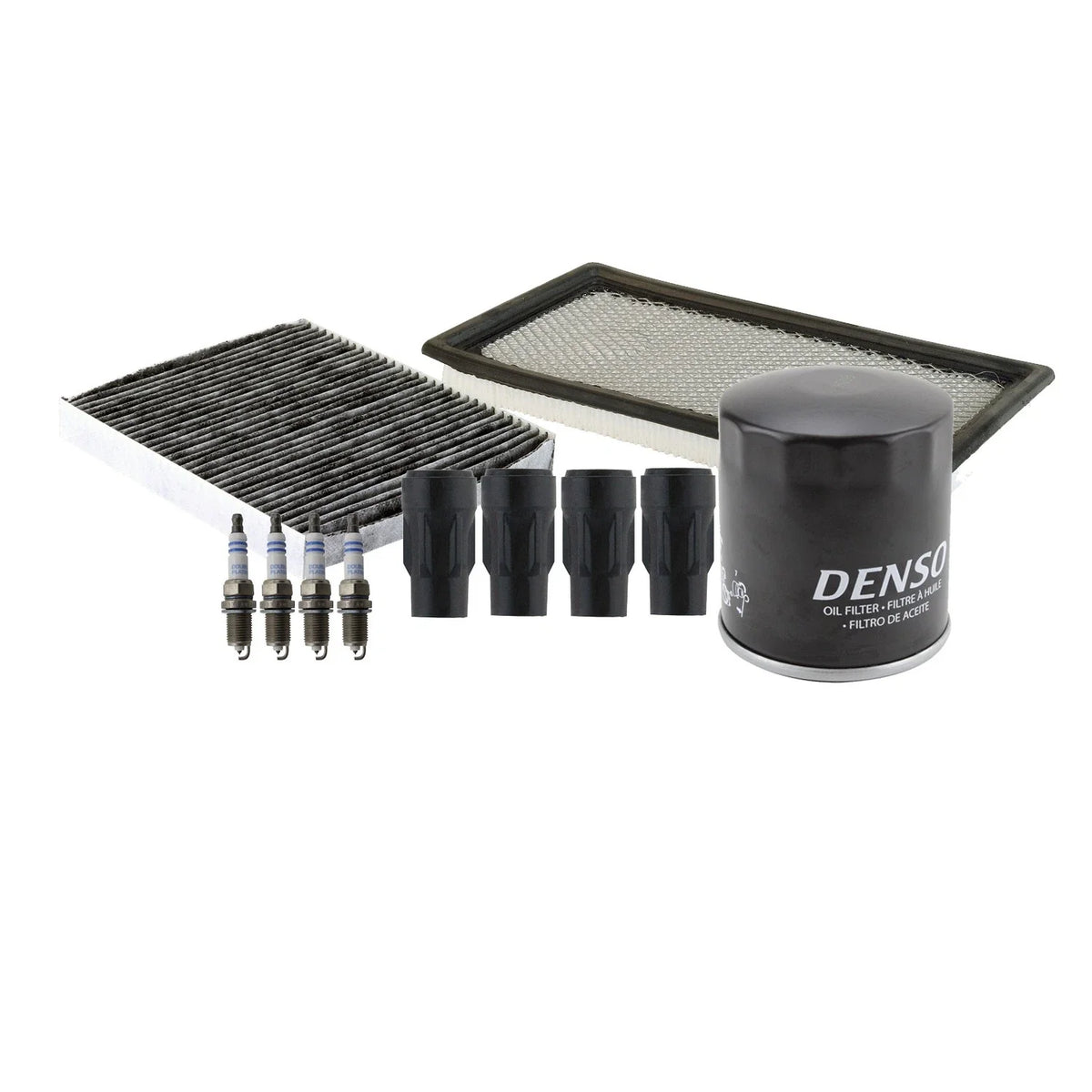 Set of 4 Denso Spark Plugs & Boots for Dodge Caliber, Compass, Patriot (2007–2017)