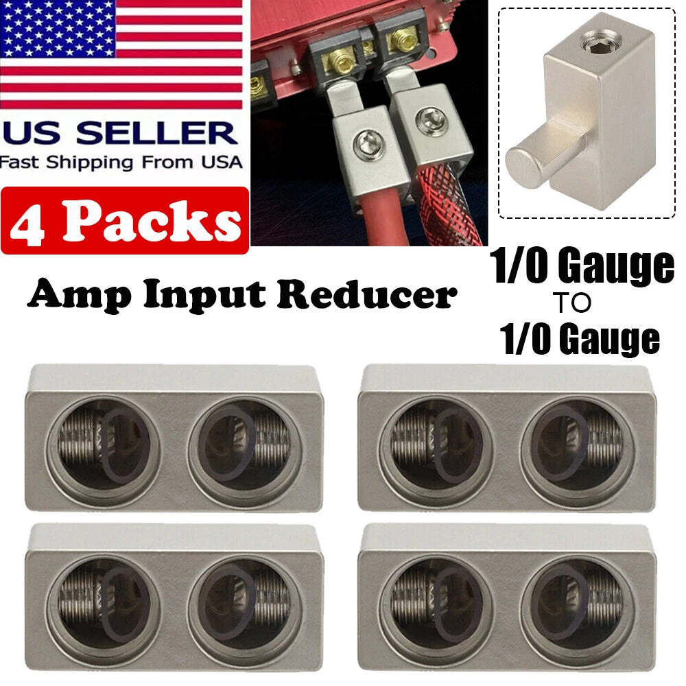 Set of 4 Car Audio Power Ground 1/0 AWG to 1/0 Gauge Offset Reducers