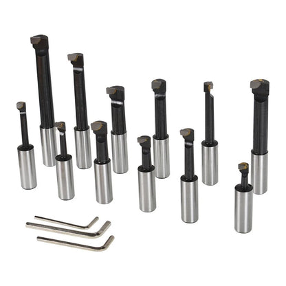 3" Boring Head with R8 Shank and 12 Pcs 3/4" Carbide Boring Bar Set