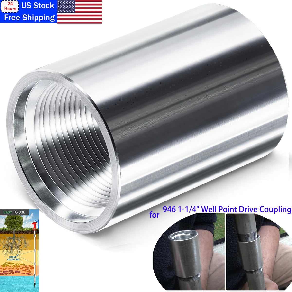 1 1/4" Heavy Recess Drive Coupling for Simmons 946 Well Point Drive