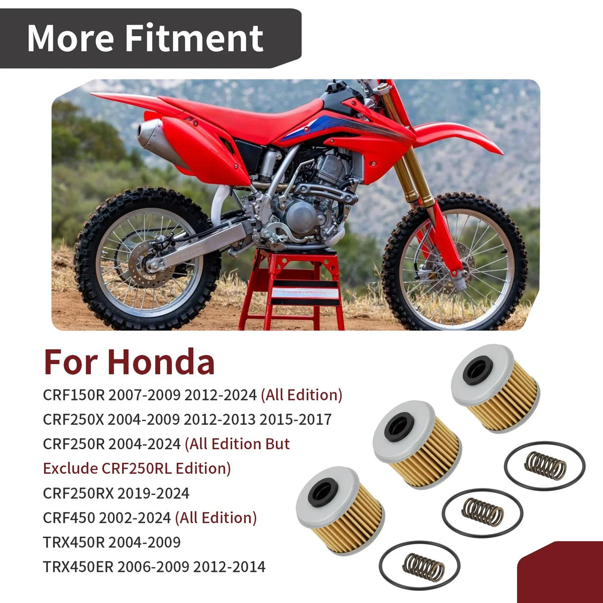 3X Oil Filter O-Ring Spring Kit for Honda CRF250RX CRF250R (2004–2024)