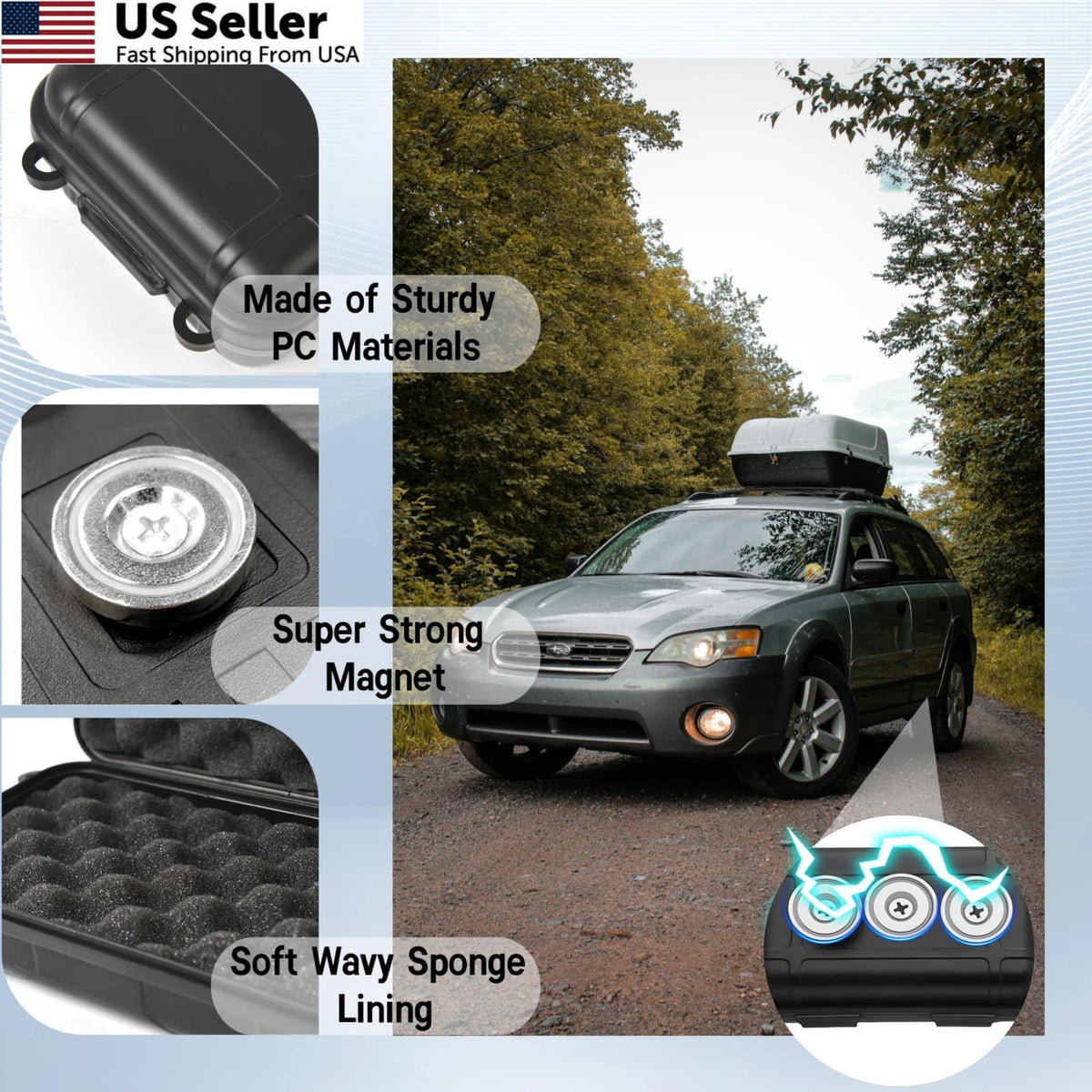 Magnetic Key Holder for Car, Hide a Outside (1 PCS) - Black