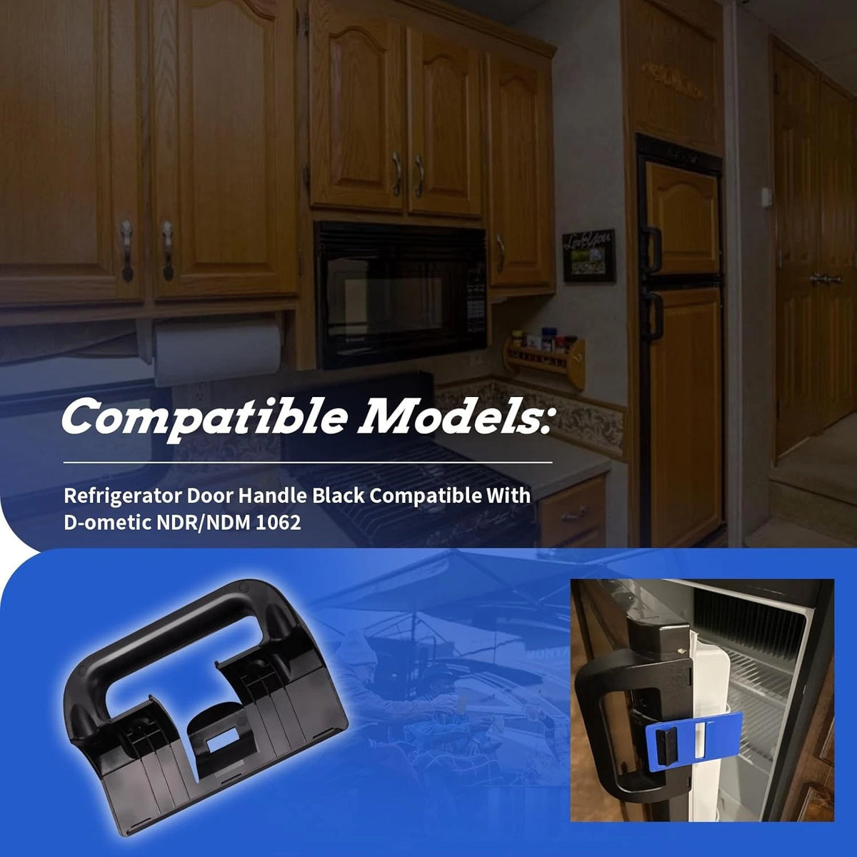 2X Black Refrigerator Door Handle for Dometic RV NDR/NDM 1062