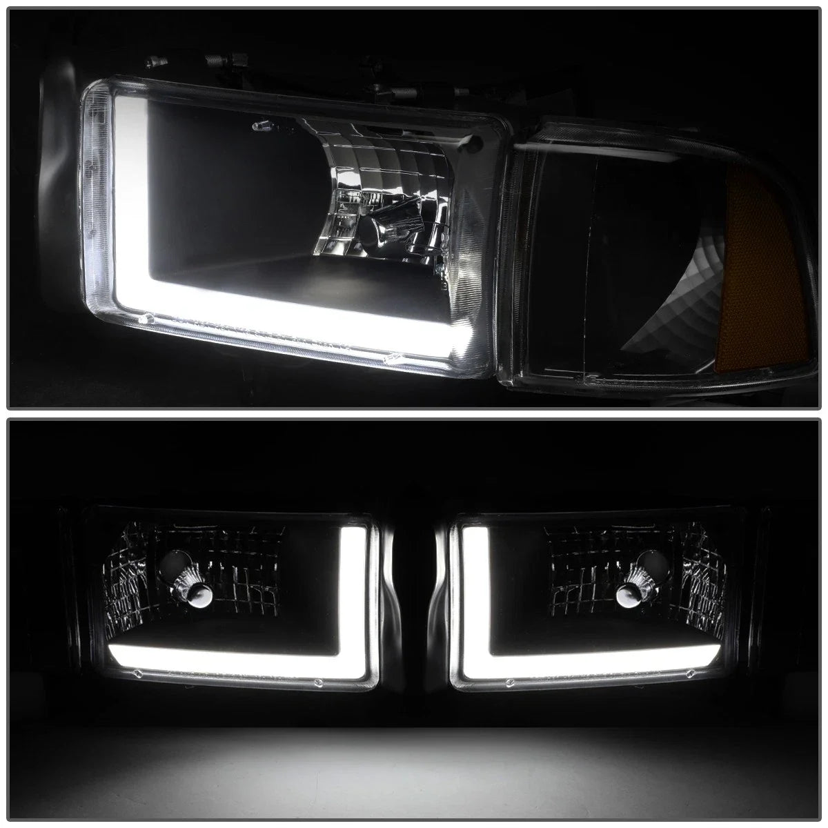 Tinted Amber Corner LED DRL Headlight for RAM 1500 2500 3500 (1994–2002)