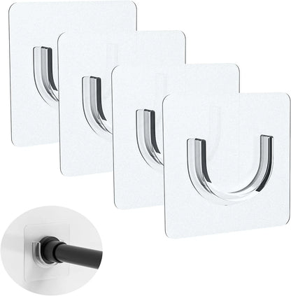 Set of 2 UAREP Adhesive Shower Rod Holders - No Drilling, Invisible Design
