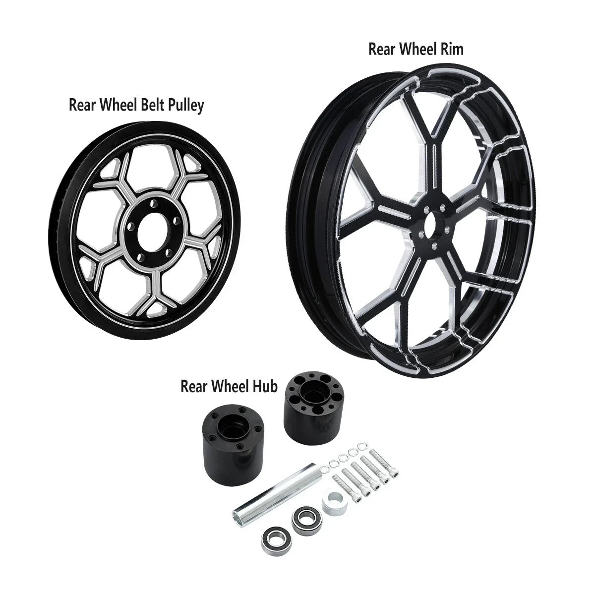 26" Front & 18" Rear Wheel Rim Hub Belt Pulley for Harley Street Glide (2009–2023)