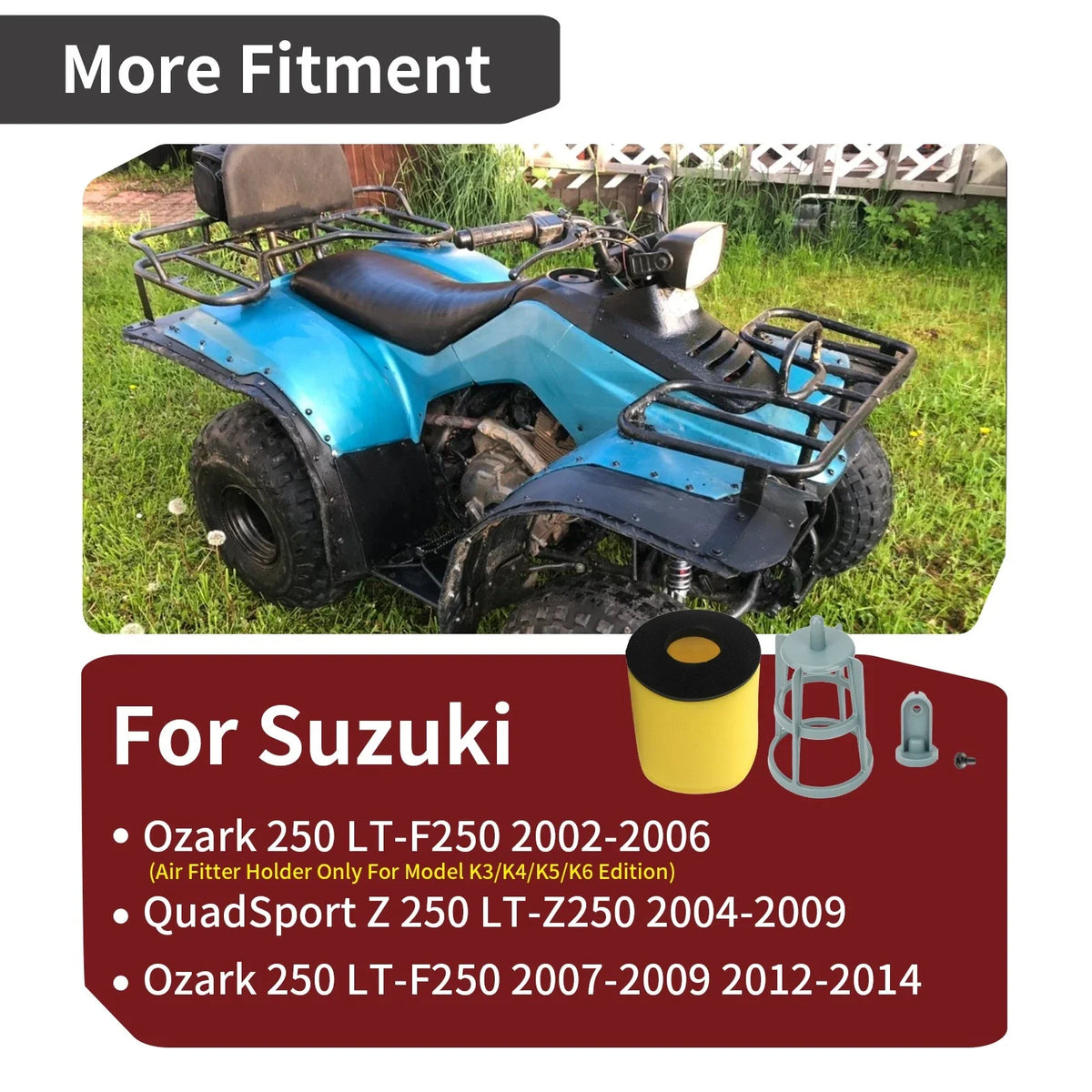 2X Air Filter & Cage Holder Mount for Suzuki Quadsport Z250 LTZ250 (2004–2009)