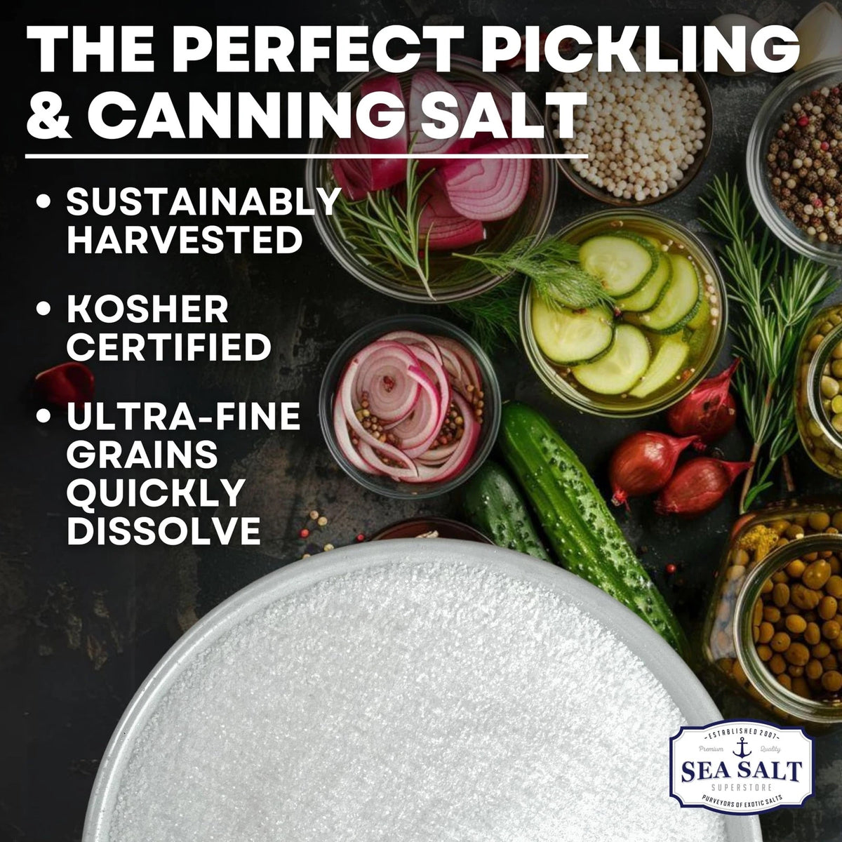 Pickling & Curing Salt, Fine Kosher, Non-Iodized, 30 oz